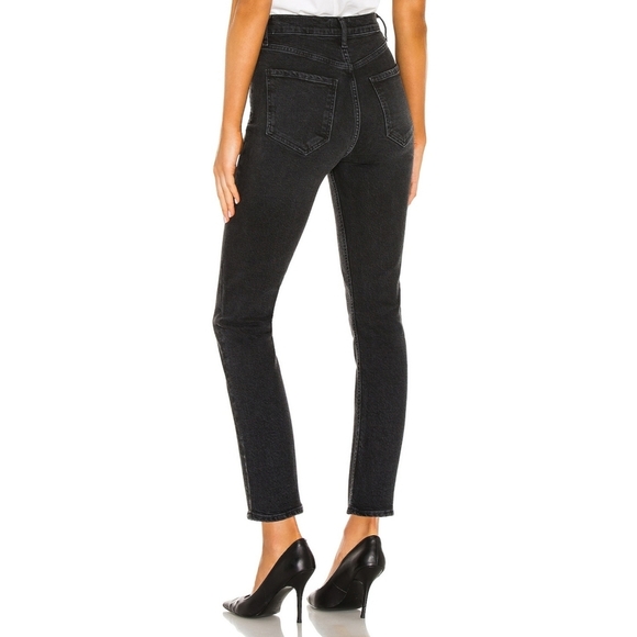 AGOLDE Riley Crop Jeans Black Straight Leg 24 - Picture 2 of 10